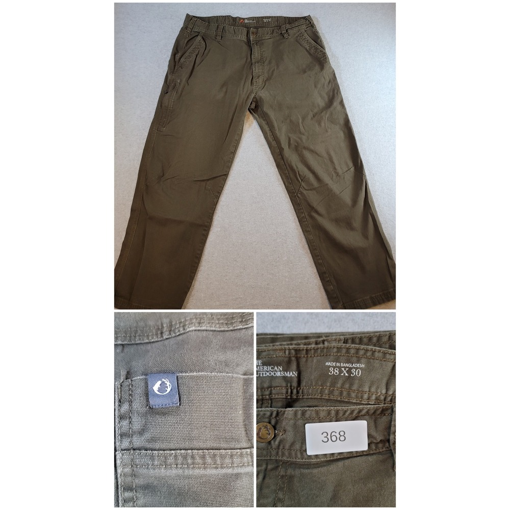 The American Outdoorsman Mens 38x30 Olive Green Canvas Utility Pants Trail Work